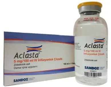 Thuốc Aclasta 5mg/100ml điều trị loãng xương ở phụ nữ sau mãn kinh