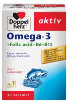 Viên uống Omega-3 Doppelherz Aktiv hỗ trợ phát triển và tăng cường sức khỏe não bộ và tim mạch (30 viên)