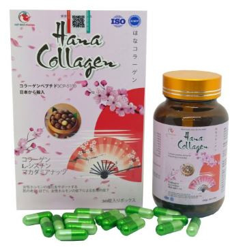 Hana Collagen giúp da mịn màng, tăng cường nội tiết tố nữ (chai màu hồng)